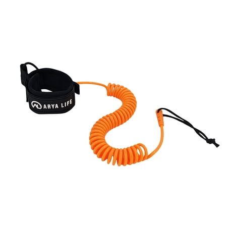 Arya Life SUP Leash 10 ft Coiled Stand Up Paddle Board Surfboard Leash Stay on Board Ankle Strap,Orange