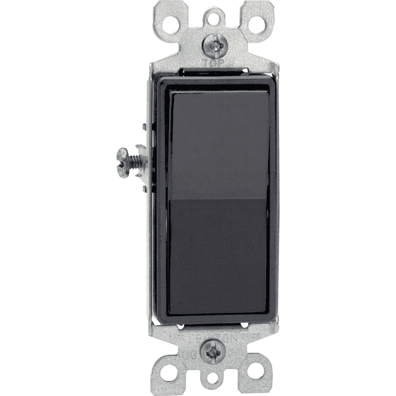 Leviton 5601 15A Toggle Switch — Decora® Rocker-Style Design in Black — UL Listed for US Residential Electrical Code Compliance, Drop-in NEC-Standard Wiring