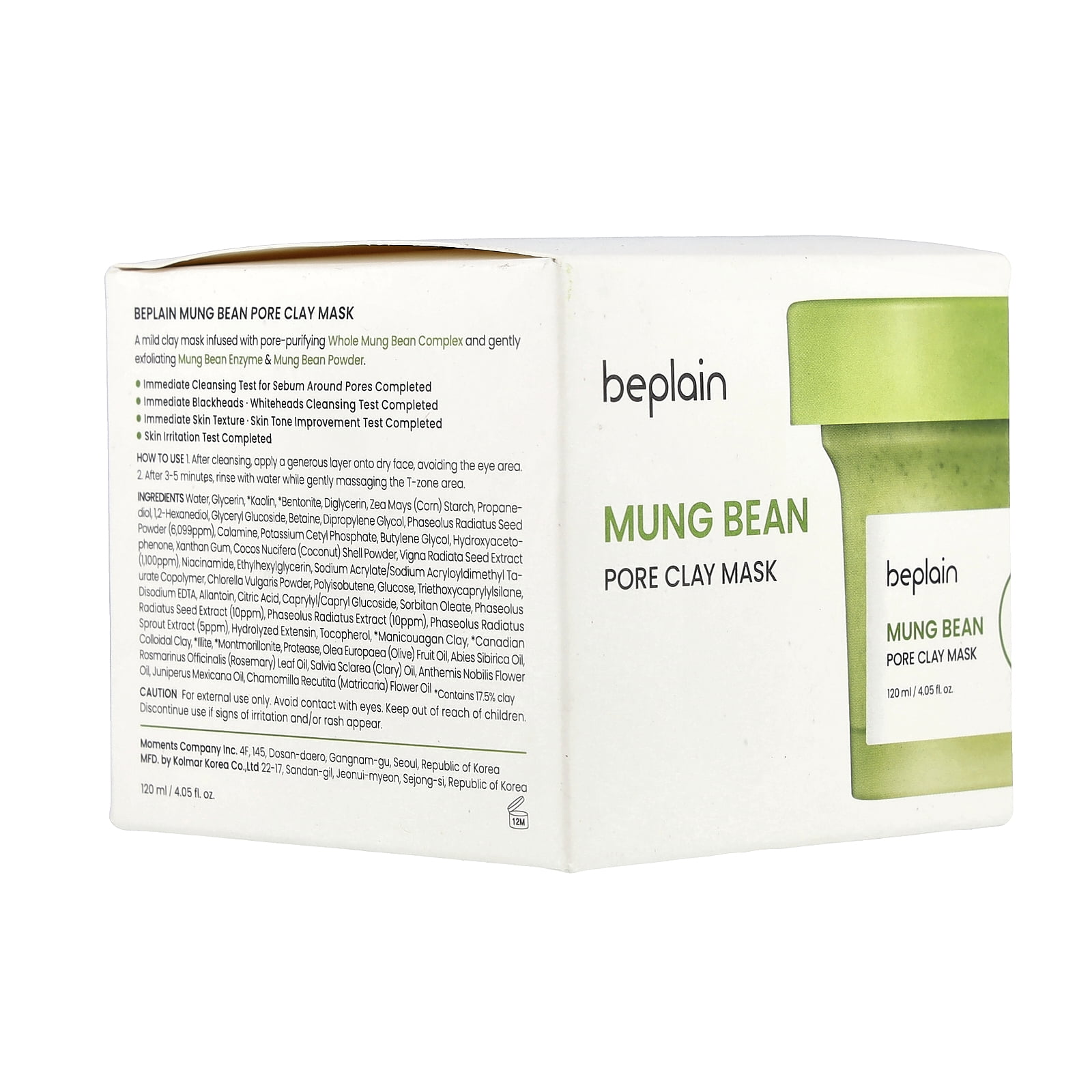 Mung Bean, Pore Clay Beauty Mask, 4.05 fl oz (120 ml), Beplain