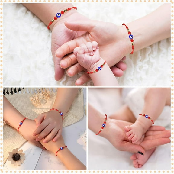 DASAW-7 Knot Evil Eye Mommy and Me Bracelet Adjustable String Bracelets for Family