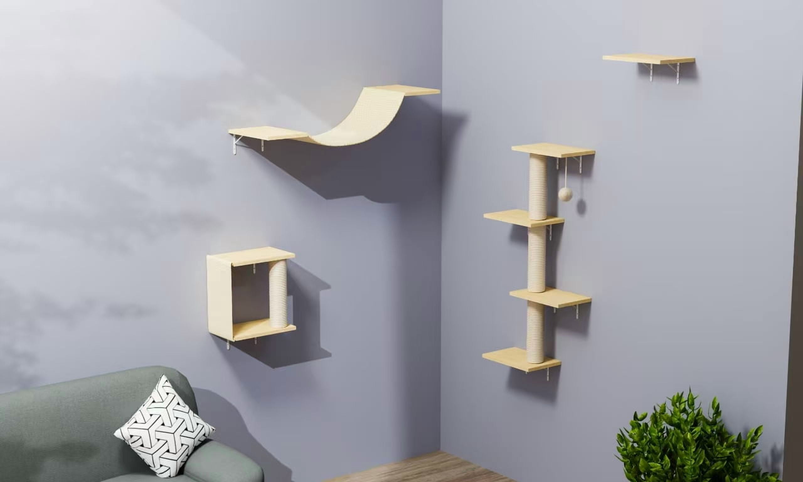 4Pcs Modern Wall-Mounted Cat Furniture