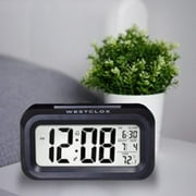 Westclox Black Digital Alarm Clock with Day/Date Display and LED Backlight- Battery Operated