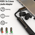 thumbnail image 2 of USB C to 3.5mm Headphone Jack Adapter with DAC Chipset, Nylon Braided Type C/USB C to 3.5mm Audio Adapter for Motorola Moto Z Series (Black), 2 of 3