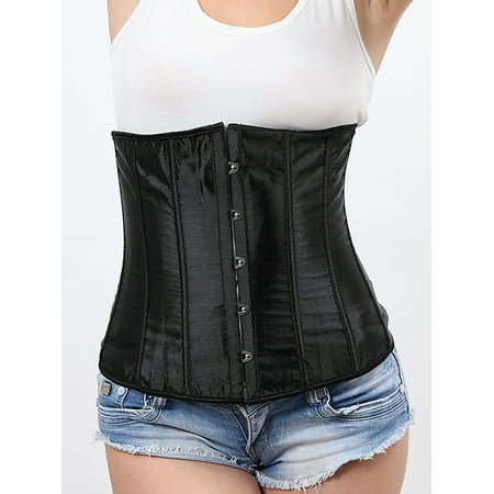 

SHCKE Women s Vintage Satin Corset Bustier Top Lace Up Boned Underbust Corset Waist Cincher