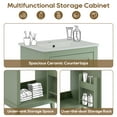 thumbnail image 6 of 20 Inch Small Bathroom Vanity with Sink, Free Standing Bathroom Storage Cabinet with White Ceramic Basin,Small Bathroom Storage Cabinet with Soft Closing Door for Small Space, Green, 6 of 8