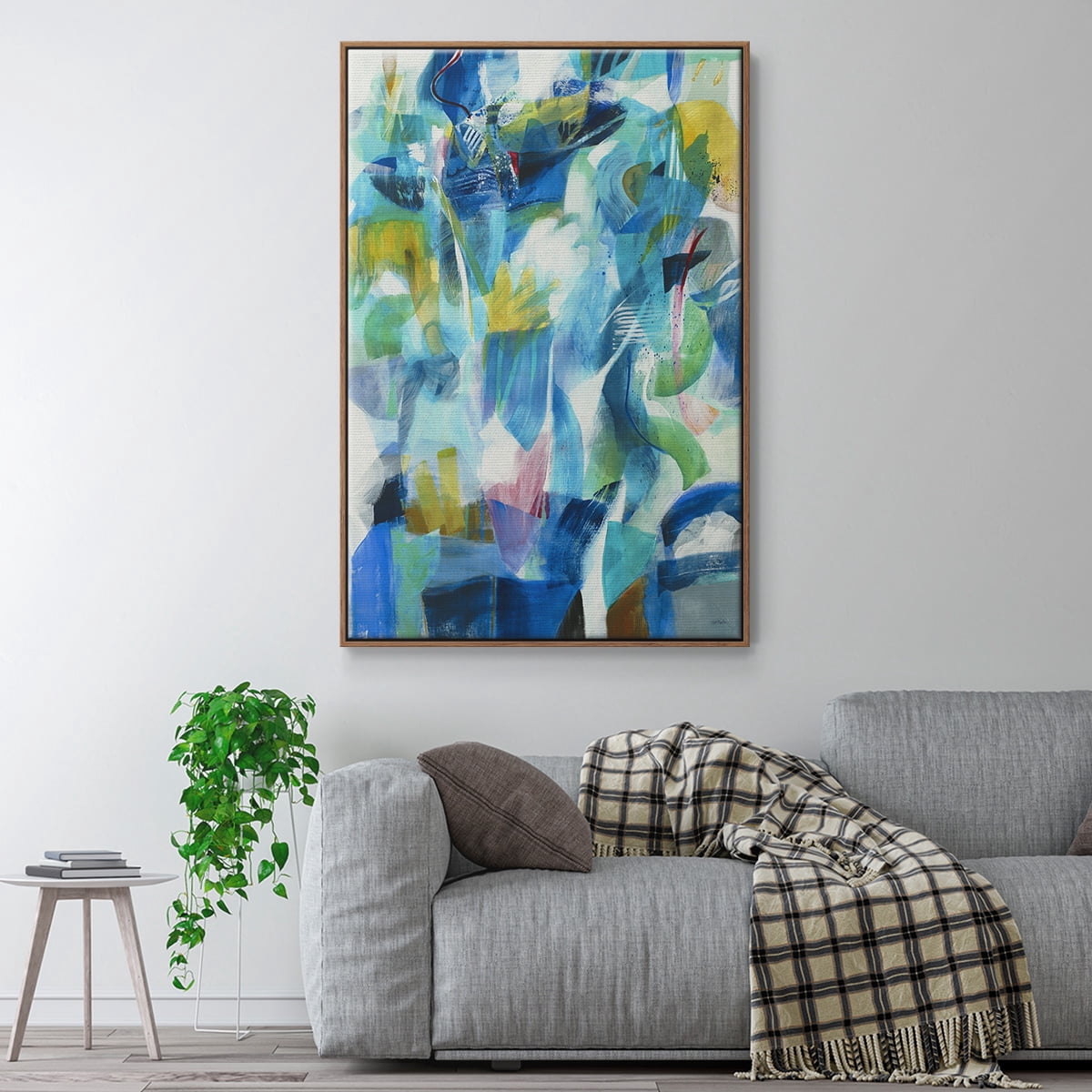 Green Passage Framed Premium Gallery Wrapped Canvas - Ready to Hang - 27 x 41 - Walnut Floating Frame