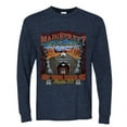 thumbnail image 2 of Wild Bobby, Main Street of America Route 66 Bike Motorcycle Cars and Trucks Mens Long Sleeve Shirt, Vintage Heather Navy, 2XL, 2 of 3