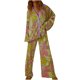thumbnail image 1 of Traje de pantalón informal acampanado de manga larga con estampado de ondas de agua y solapa en V profundo para mujer Pompotops qwe24990, 1 of 9