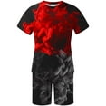 thumbnail image 4 of UVEASISHA Men Summer Shorts Set,Mens Tshirt and Shorts Set 2 Piece Outfits Casual Summer Tracksuits Set with Pocket Plus Size Sport Stylish Jogger Suit 2025 Red, 4 of 5
