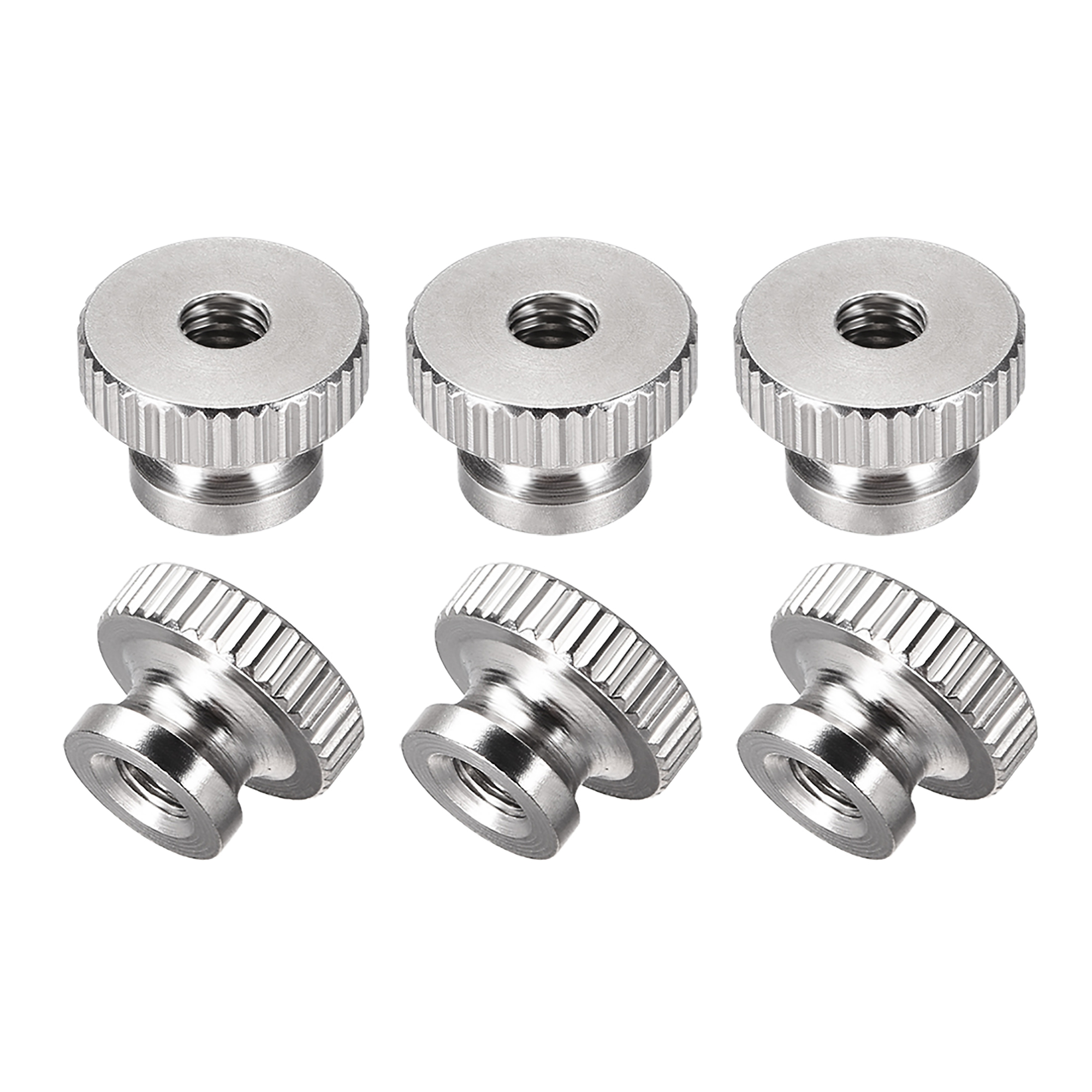 Knurled Thumb Nuts M4 Round Knobs with 304 Stainless Steel 6Pcs