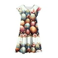 thumbnail image 4 of Toddler Easter Clothes Easter Flower Bunny Egg Print Short Sleeve Ruffled Pockets Summer Round-Neck Printed Dress 4-15Y Multicolor 10-11 Years, 4 of 5