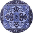 thumbnail image 1 of Ahgly Company Machine Washable Indoor Round Oriental Blue Industrial Area Rugs, 3' Round, 1 of 4