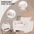 thumbnail image 7 of GNIXUU Chenille Oversized Accent Armchair, 35.8 " Wide Comfy Upholstered Reading Armchairs with Removable Pillows & Side Pockets, Modern Lounge Chairs for Small Living Room, Bedroom, Office,Beige, 7 of 7