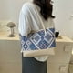 thumbnail image 4 of Bolso de mano para mujer, Bolso de hombro tejido de tela PU, Bolso grandes de retazos (caqui), 4 of 7