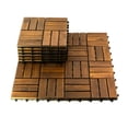 thumbnail image 4 of 10 Pack Acacia Wood Assembled Flooring 12x12 Inch Interlocking Patio Deck Tiles with Grass Accents, 4 of 5