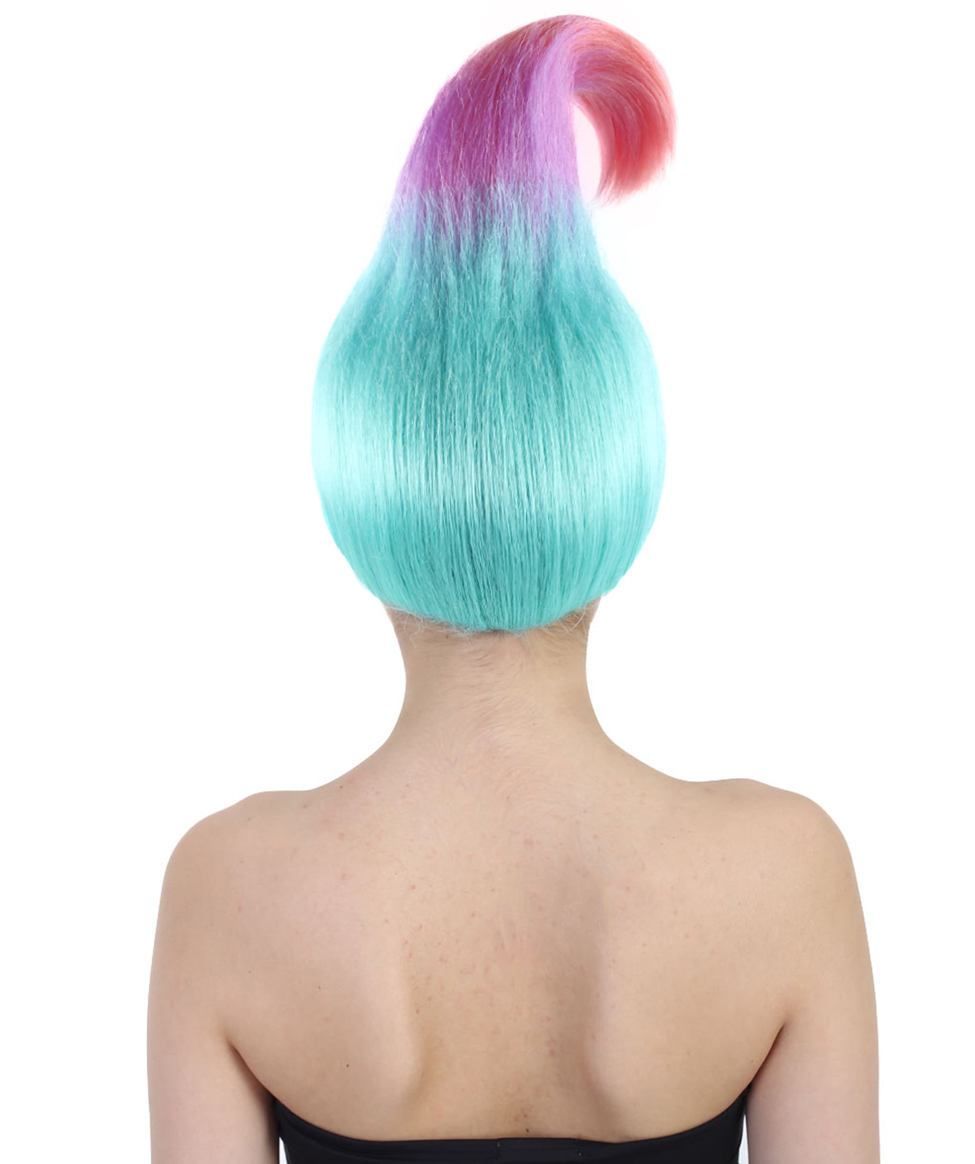 HPO Adult Unisex Tri Colors Straight Cosplay Halloween Troll Wig, Flame-Retardant Synthetic Fiber