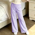 thumbnail image 4 of HAOTAGS Girls Striped Pants, Elastic Waist Straight Leg Pants with Pockets Casual Loungewear, 4 of 7