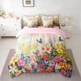 thumbnail image 3 of Homewish Spring Garden Flower Twin Bedding Sets 7-Piece, Rustic Rose Floral Bedding Comforter Set, Dreamy Butterfly Reversible Sheet Sets, Ultra Soft Bedroom Decor, 3 of 8