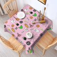 thumbnail image 2 of Pink Halloween Elements Pattern Square Tablecloth,Waterproof Square Table Cover,Wipeable Spillproof Washable Table Cover for Home Kitchen Party Decor 42"X42"(107x107cm), 2 of 6