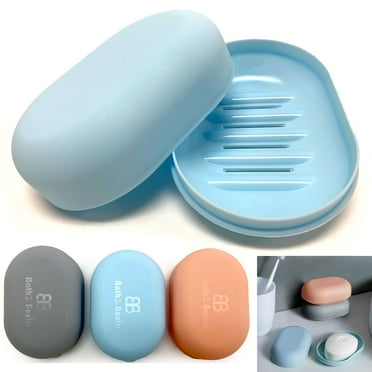 3Pc Portable Travel Bar Soap Dish Box Case Holder Container Home Bathroom Shower