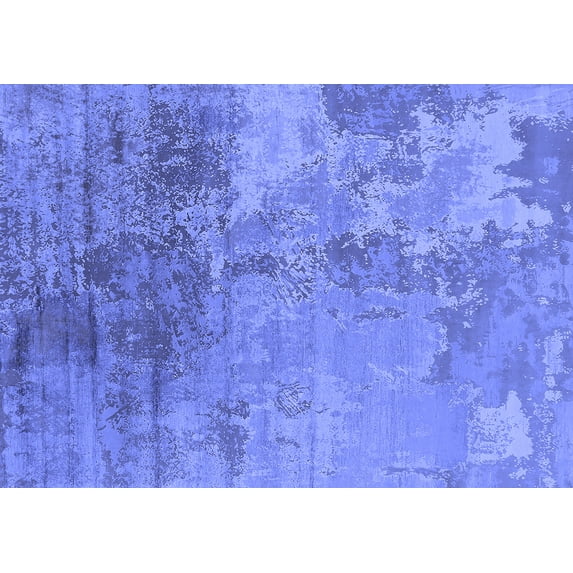 Ahgly Company Machine Washable Indoor Rectangle Oriental Blue Industrial Area Rugs, 7' x 9'