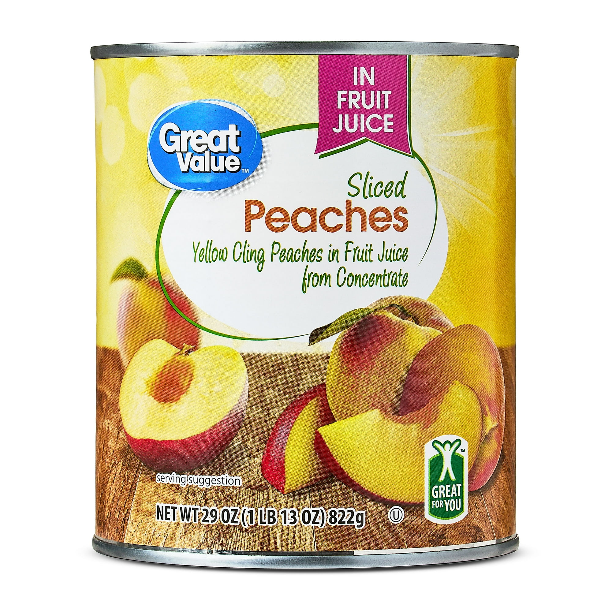 Great Value Sliced Peaches in Juice, 29 oz
