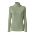 thumbnail image 5 of Mepaouo Women's Turtleneck Shirt Long Sleeve Fitted Thermal Shirts Cold Weather Base Layer Tops(Khaki,2XL), 5 of 7