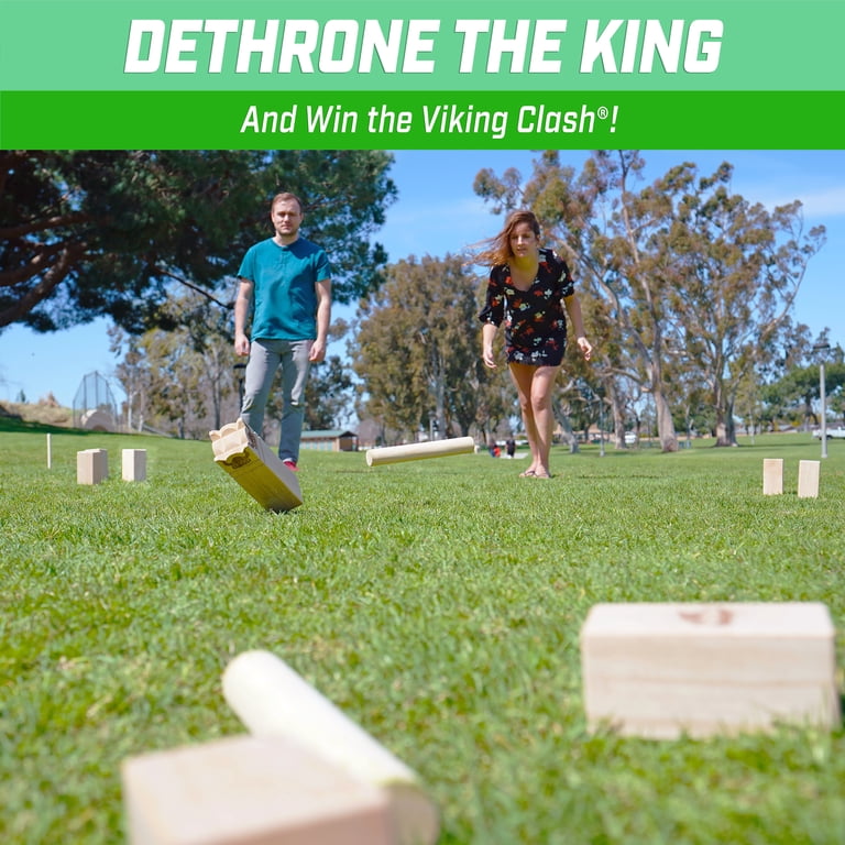 GoSports Backyard Size Premium Wood Kubb Viking Clash Toss Game