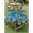 thumbnail image 4 of Outdoor Tablecloth with Umbrella Hole for Patio/Picnic/Party/Camping, Blue Coastal Waterproof Table Cloth Round Cover Washable, Starfish Coral Summer Beach Ocean (Dia 60"), 4 of 8