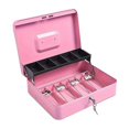 thumbnail image 1 of Metal Cash Register with Key Lock-Portable Money Organizer Box Pink, 1 of 5