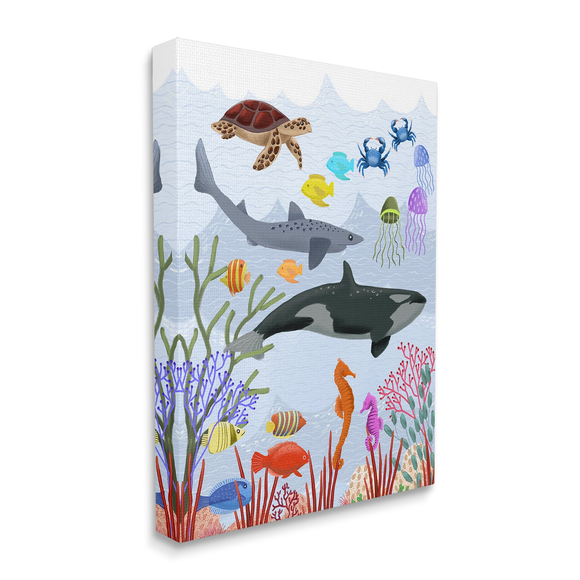 Stupell Industries Aquatic Animals Underwater Animals & Insects Painting Gallery Wrapped Canvas Art Print Wall Art, 24 x 30
