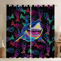 Castle Fairy Marine Shark Curtains Pack of 2 (42x84 Each) for Children Teens,Abstract Gradient Curtains Blackout,Sea Ocean Animal Bedroom Curtains,Breathable Home Decor