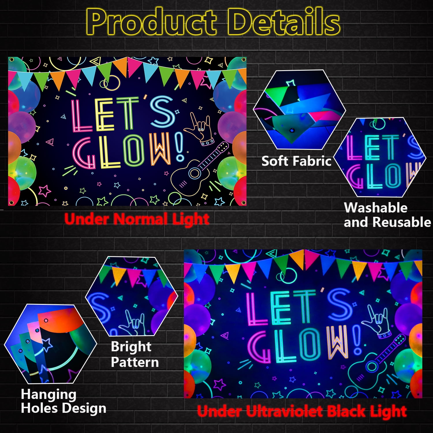 Pixhotul Decorative Glow Neon Party Supply Sets, Multicolor, 243 Count