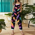 thumbnail image 4 of Fgvctg Mardi Gras Women's Jumpsuits Sleeveless Carnival Party Spaghetti Straps Overalls Adjustable Wide Leg Pant Mask Print Bib Overalls Romper Sprimg Pant With Pockets Purple XXXXL, 4 of 4