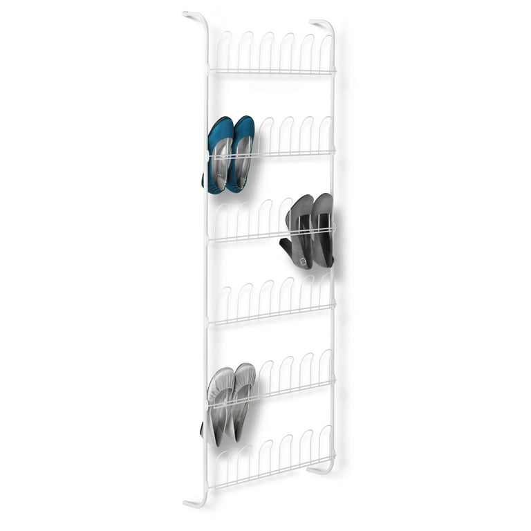 Mainstays 6-Tier over the Door Shoe Rack, White, 18 Pairs of Shoes 