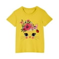 thumbnail image 4 of JoyHoop Kids T Shirt Flower Cat Graphic Shirt Summer Girls Floral Cat Tops White Short Sleeve Wild Tee Cute Animal Cartoon Cat T-Shirt, 4 of 4