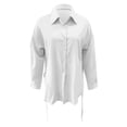 thumbnail image 5 of Chemise Ample pour Femmes avec Ceinture et devant, Ourlet Long, pour Début d'Automne, Tenue Décontractée, 5 of 5