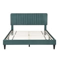 thumbnail image 3 of uhomepro Upholstered Velvet Platform Bed Frame, Queen Size Bed Frame with Curved Channel Tufted Design Headboard, Heavy Duty Queen Bed Mattress Foundation, No Box Spring Needed, Green, 3 of 10