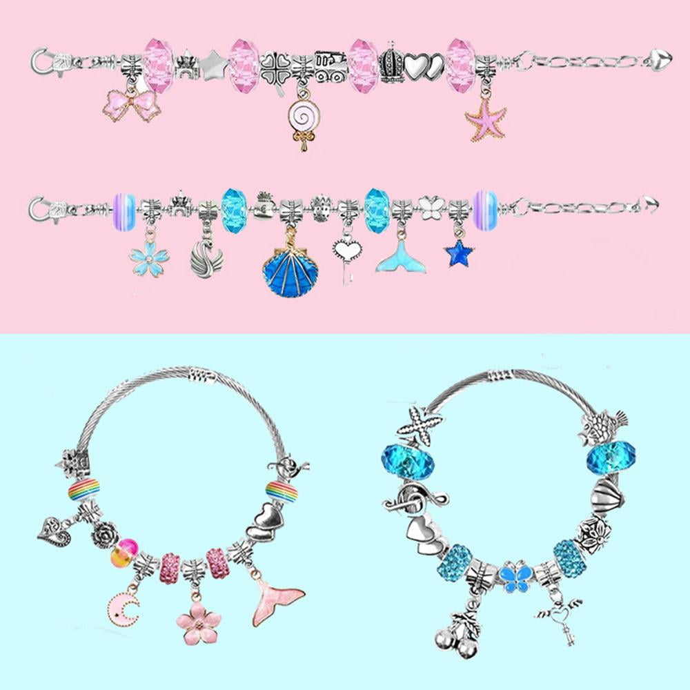 Jewelry Making Easy to Use Bracelet Making Kit with Various Beads and Charms Lovable Charm Bead Bracelet Making Kit Crafts for Girls or as Gifts for 5 6 7 8 9 10 11 12 13 Year Old Girl stylish