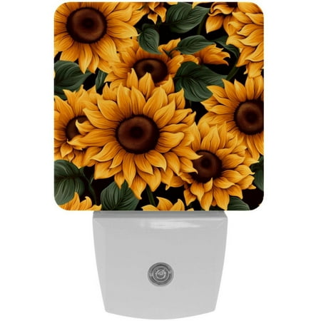 

Sunflower Seamless Pattern LED Night Lights Dusk To Dawn Smart Sensor 0.5W Plug-In Night Lights Lamp For Bedroom Bathroom Kitchen Hallway Stairs 2Pack