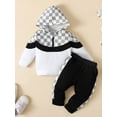 thumbnail image 3 of Qmyliery Baby Boys Pants Set, Plaid Long Sleeve Zipper Closure Hoodie with Sweatpants Fall Outfit,0-18 Months, 3 of 9