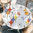 thumbnail image 2 of Orange Purple Diamond Round Tablecloth, Fitted Table Cover with Elastic for 45"-54" Round Tables, Modern Geometric Middle Century Table Cloth Outdoor Indoor Dinning Party Waterproof Tablecloths, 2 of 7