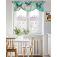 thumbnail image 3 of Abstract Art Tie Up Valances Curtain, Black White Butterfly Wings Turquoise Gradient Kitchen Valances for Windows Decor, Rod Pocket Short Curtains Set for Bedroom/Bathroom, 42"x18", 3 of 9