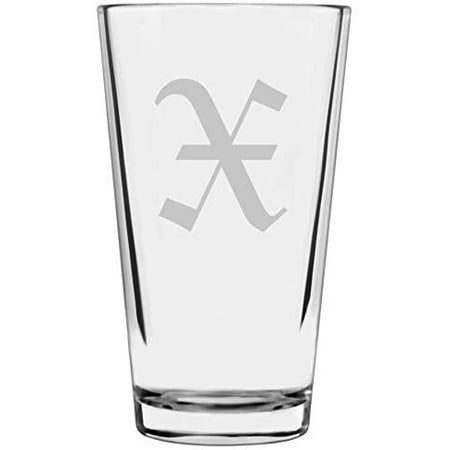 

Old English Etched Monogram All Purpose 16oz Libbey Pint Glass Letter X