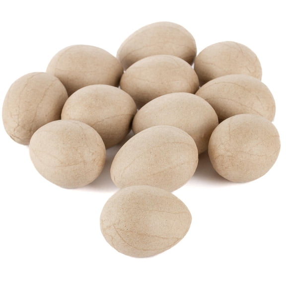 Factory Direct Craft Paper Mache Craft Eggs, Natural Paintable Eggs for DIY Crafts, 24-Pack