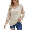 thumbnail image 1 of Womens Crochet Sweaters Hollow Out Long Sleeve Knit Crochet Tops for Women Dressy Pullover Loose Fitted Sweater, 1 of 7