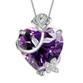thumbnail image 1 of Juwaliy 15MM Mujer Rose Collar de Corazón Piedra de Nacimiento de Febrero 925 Plata de Ley Dije de Mariposa Flor Amatista Morada Joyería Madre Regalo Del Día de San Valentín, 1 of 7