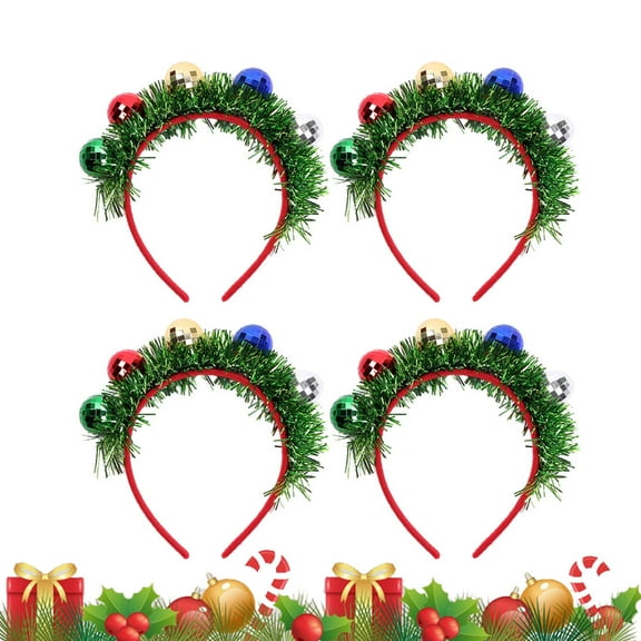 HONMEET Christmas Green Spotlight Headband 4-Pack Festive Holiday Party Accessories Decoration