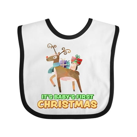 

Inktastic Baby s First Christmas Reindeer Gift Baby Boy or Baby Girl Bib
