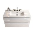thumbnail image 4 of 36-Inch Floating Wall-Mount Bathroom Vanity with Ceramic Sink, Three Faucet Holes & Expanded Storage, Space-Saving Glossy White Design for Modern Small Bathrooms, 4 of 5